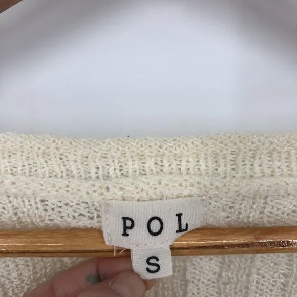POL Sweater Womens Small Open Knit Pullover Oversized Pocket Sheer Acrylic - Picture 3 of 12